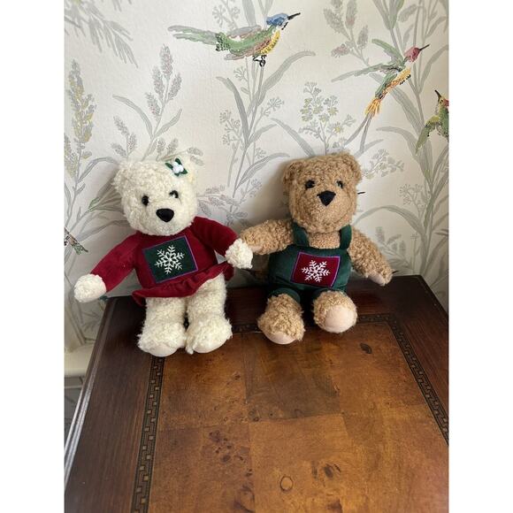 VINTAGE HALLMARK CHRISTMAS BEARS MAGNETIC KISSING MISTLETOE PLUSH SNOWFLAKES 10” - Picture 2 of 5